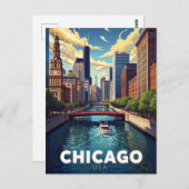 Chicago River Skyline Boat Tour Postkarte (Vorne/Hinten)