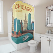 Chicago River Skyline Vintage Travel Duschvorhang (Beispiel)