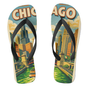 Chicago River St. Patricks Day Postkarte Badesandalen