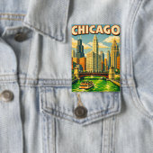 Chicago River St. Patricks Day Postkarte Button (Insitu)