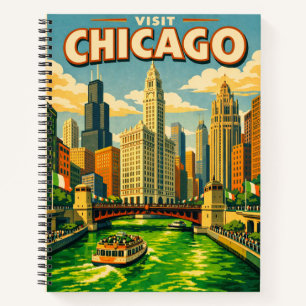 Chicago River St. Patricks Day Postkarte Notizblock