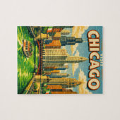 Chicago River St. Patricks Day Postkarte Puzzle (Horizontal)
