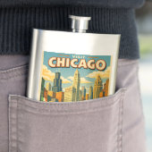 Chicago River St. Patricks Tag Postkarte Flachmann (Beispiel)