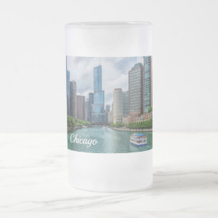 Chicago River und Trump Tower Frosted Becher Mattglas Bierglas