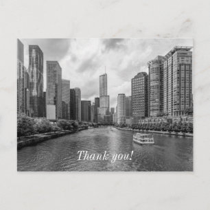 Chicago River und Trump Tower Graustufen Danke Postkarte