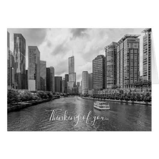 Chicago River und Trump Tower Grayscale (Vorderseite (Horizontal))