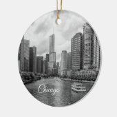 Chicago River und Trump Tower Grayscale Ornament (Links)