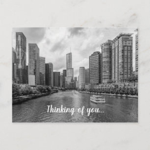 Chicago River und Trump Tower Grayscale PostCard Postkarte