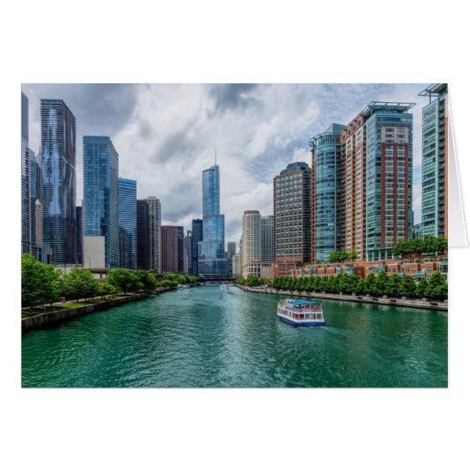 Chicago River und Trump Tower Greeting Card (Vorderseite (Horizontal))