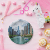 Chicago River und Trump Tower Pappteller (Party)