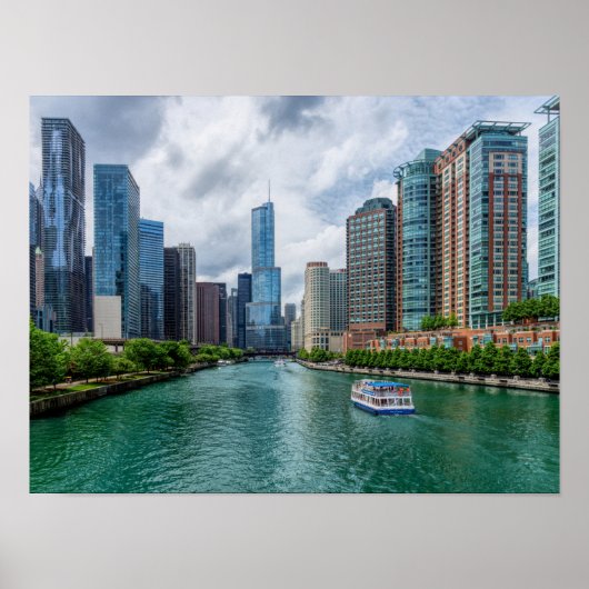 Chicago River und Trump Tower Poster (Vorne)