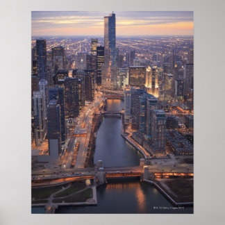 Chicago River und Trump Tower von oben Poster