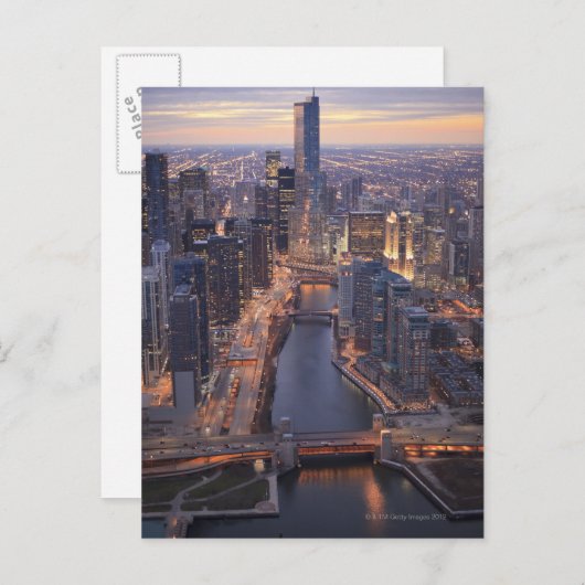 Chicago River und Trump Tower von oben Postkarte (Vorne/Hinten)