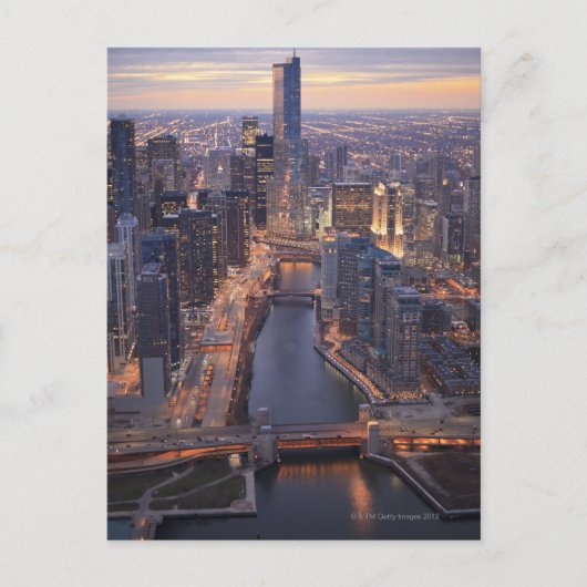 Chicago River und Trump Tower von oben Postkarte (Vorderseite)