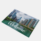 Chicago River und Trump Tower Welcome Doormat Fußmatte (Schrägansicht)