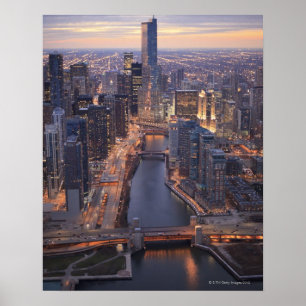 Chicago River und Trumpf-Turm von oben Poster
