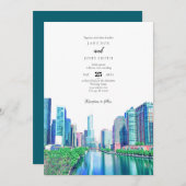 Chicago River Wedding Einladung (Vorne/Hinten)