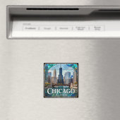 Chicago Riverfront-Skyline 🌆 Magnet (In Situ (Geschirrspüler))