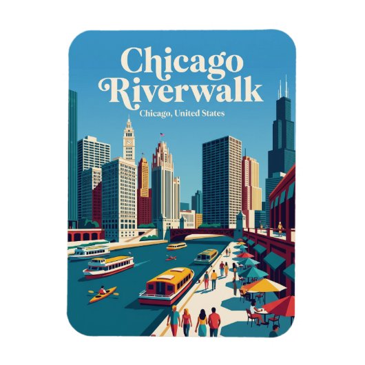 Chicago Riverwalk Illinois Magnet (Vertikal)