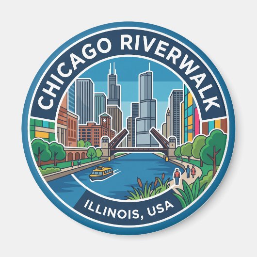 Chicago Riverwalk Illinois Magnet (Vorne)