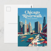 Chicago Riverwalk Illinois Postkarte (Vorne/Hinten)
