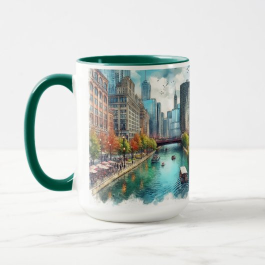 Chicago Riverwalk Watercolor AIart Tasse (Links)