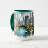 Chicago Riverwalk Watercolor AIart Tasse (Vorderseite Links)