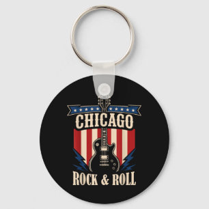 Chicago Rock And Roll Musik Stadt Grafik Schlüsselanhänger