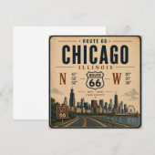 Chicago Route 66 Retro Reisekarte (Vorne/Hinten)