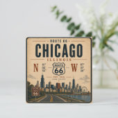 Chicago Route 66 Retro Reisekarte (Stehend Vorderseite)
