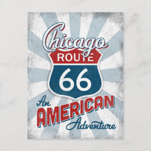 Chicago Route 66 Vintage Amerika Illinois Postkarte
