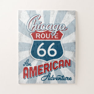 Chicago Route 66 Vintage Amerika Illinois Puzzle