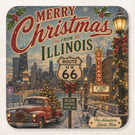 Chicago Route 66 Weihnachtstisch-Dekoration Rechteckiger Pappuntersetzer