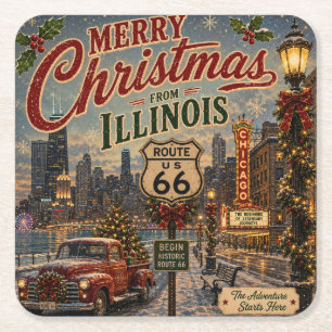 Chicago Route 66 Weihnachtstisch-Dekoration Rechteckiger Pappuntersetzer