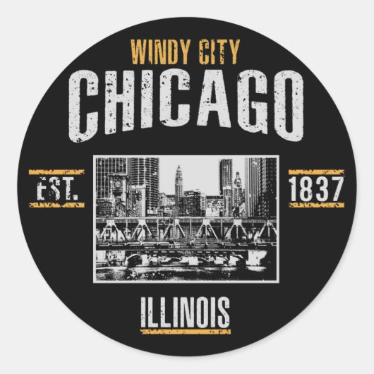 Chicago Runder Aufkleber (Vorderseite)
