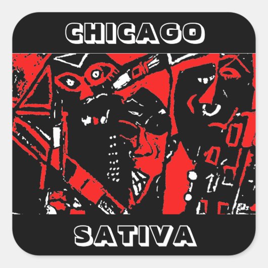 CHICAGO SATIVA QUADRATISCHER AUFKLEBER (Vorderseite)
