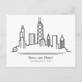 Chicago Save the Date City Skyline Ankündigungspostkarte (Vorderseite)