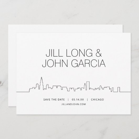 Chicago Save the Date Einladung (Vorne/Hinten)