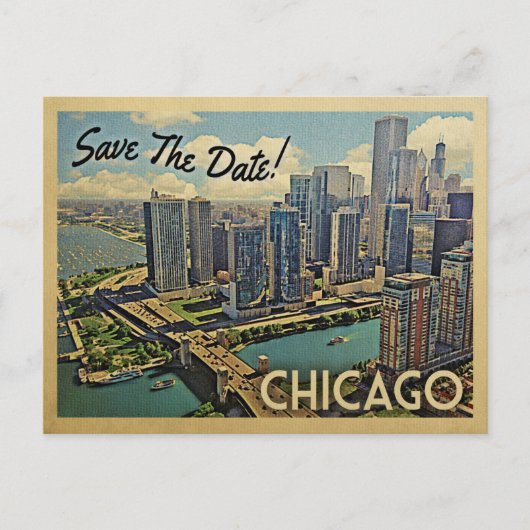 Chicago Save the Date Illinois Ankündigungspostkarte (Vorderseite)