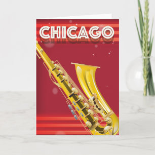 Chicago Saxophon Reiseplakat Feiertagskarte