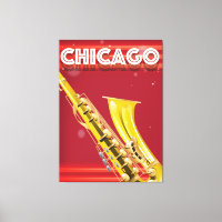Chicago Saxophon Reiseplakat
