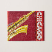 Chicago Saxophon Reiseplakat Puzzle (Horizontal)