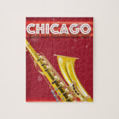 Chicago Saxophon Reiseplakat Puzzle (Vertikal)