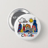 Chicago scherzt Skyline Button (Vorne & Hinten)