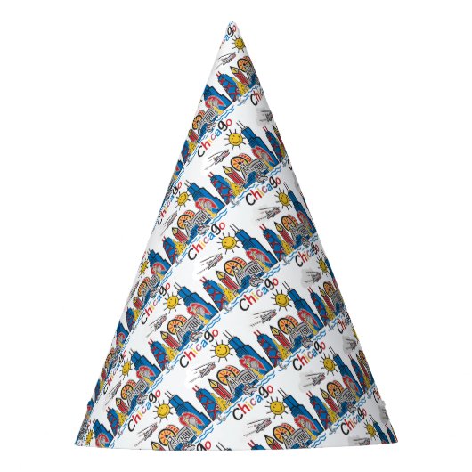 Chicago scherzt Skyline Partyhütchen (Vorderseite)