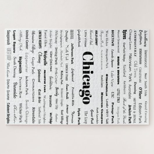 Chicago - Schwarz auf Weiß Puzzle (Horizontal)