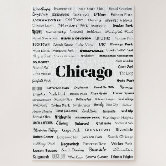 Chicago - Schwarz auf Weiß Puzzle (Vertikal)