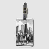 Chicago Schwarz-weiß Gepäckanhänger (Vorderseite Vertikal)
