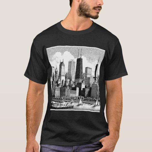 Chicago Schwarz-weiß Graphic T - Shirt (Vorderseite)