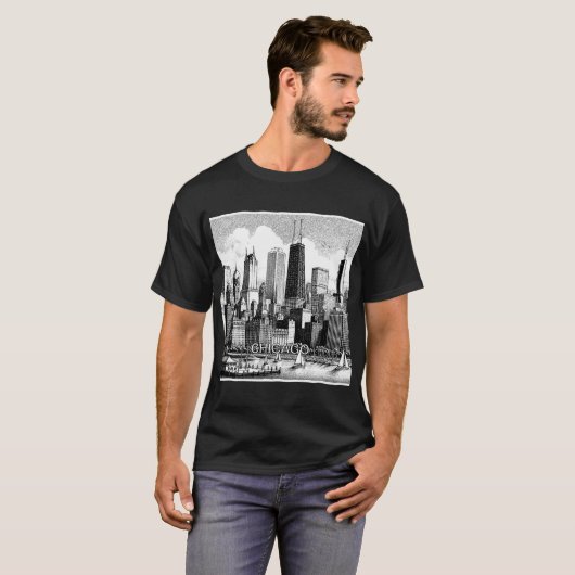 Chicago Schwarz-weiß Graphic T - Shirt (Vorne ganz)